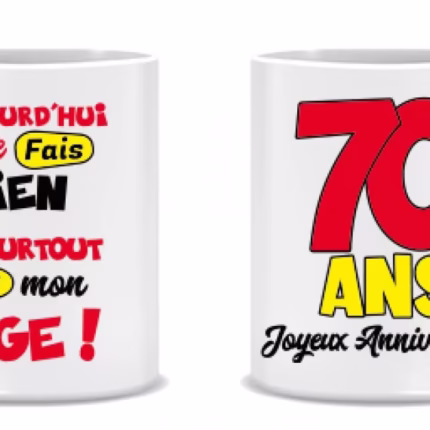 Tasse en porcelaine 70 ans unigenre
