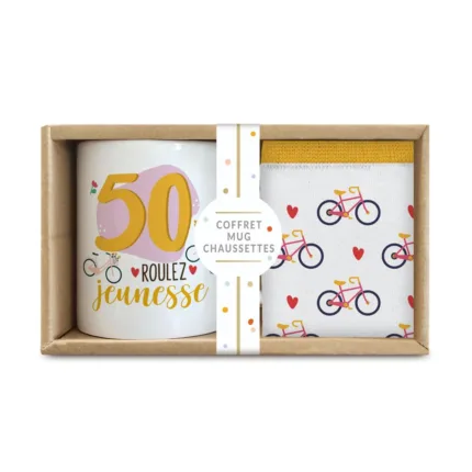 Coffret Mug+Chaussettes 50 ans femme
