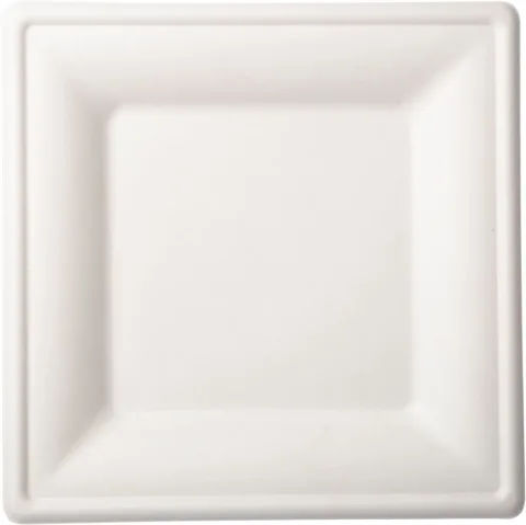 Assiette en canne à sucre 26x26cm Blanc