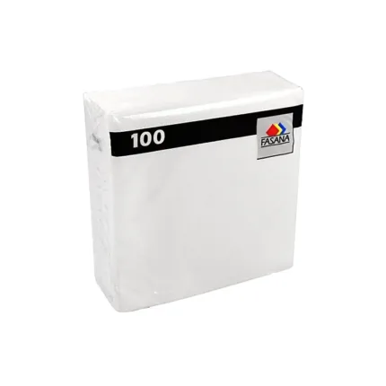 Serviettes Fasana 33x33 Blanc 1 couche, pli 1/4