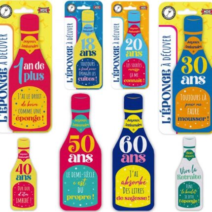 Éponges bouteilles anniversaire