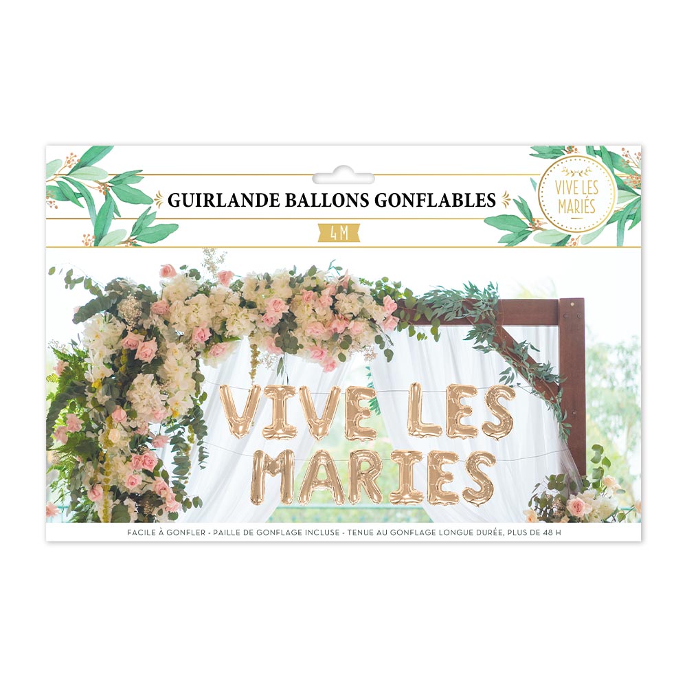 Guirlande Ballons gonflables "Vive les mariés"